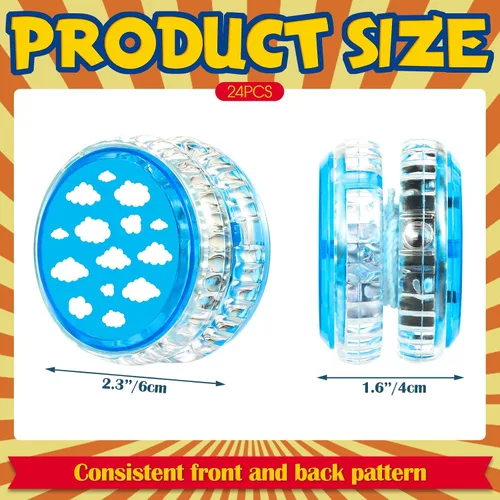 Miniatura 2 de Woanger Yoyo - 24 bolas de plástico con luz LED Yoyo para niños, adultos, principiantes, temática de cielo azul, decoración de fiesta de cumpleaños