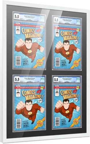 Miniatura 42 de Marco de cómic con paspartú para 8 CGC, CBCS o PGX Graded Comics - Marco de cómic blanco para cómics de 8.125 x 13 pulgadas Marco blanco