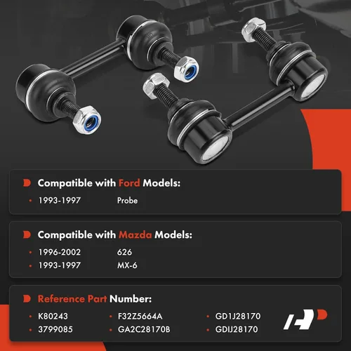 Miniatura 2 de A-Premium 2 eslabones de barra estabilizadora trasera, compatibles con Mazda 626 1996-2002, MX-6 1993-1997, Ford Probe 1993-1997
