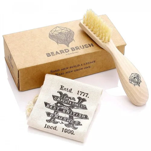 Kent BRD2 - Cepillo de cerdas de jabalí para barba para hombre, cerdas de jabalí blancas naturales especialmente cortadas para dar forma y aseo