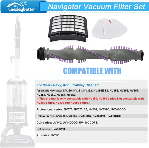 Miniatura 2 de Leadaybetter Filtro de rollo de cepillo de repuesto para Shark Navigator Lift Away NV350 NV351 NV352 NV356E S2 NV360 NV355 NV356 NV357 NV358