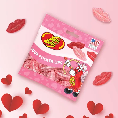 Miniatura 2 de Jelly Belly Valentine Sour Pucker Lips 2.8 oz Grab & Go Bolsa