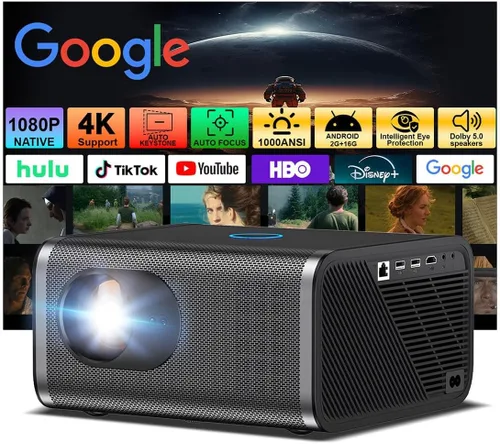 Miniatura 11 de Proyector inteligente para exteriores con WiFi 6 y Bluetooth 5.3, enfoque automático y Keystone, DoIby Audio, película nativa 1080P, proyector