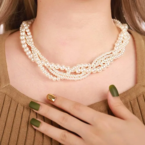 Miniatura 2 de Xerling Vintage 1920s Gatsby - Collares de perlas de imitación en capas, cadenas de perlas de imitación, collares de joyería de disfraz de flapper