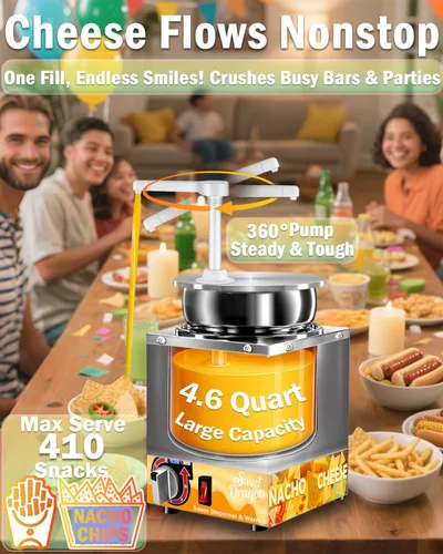 Miniatura 3 de Dispensador de queso Nacho, dispensador de queso nacho de 4.6 cuartos de galón con bomba, calentador de queso de dulce de azúcar caliente de acero