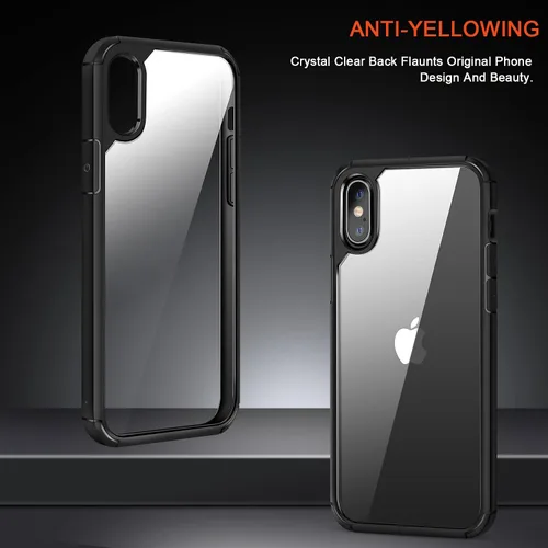 Miniatura 2 de TENDLIN Compatible con iPhone Xs Case/iPhone X Case Crystal Clear Hard Back Soft Bumper Funda protectora (negro)