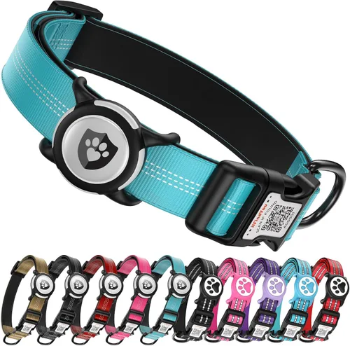 Miniatura 11 de Collar de Perro AirTag para Perros Grandes, Collar de Perro con AirTag de Apple Resistente al Agua IP68 con Soporte para AirTag, Reflectante, azul