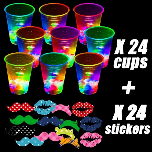 Miniatura 4 de Vasos de fiesta brillantes de 16 onzas para diversión de eventos en interiores y exteriores, tazas intermitentes iluminadas para eventos nocturnos