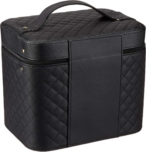 Miniatura 5 de Sooyee Bolsa de maquillaje con espejo, organizador de maquillaje, bolsa de viaje para cosméticos con bandeja plegable, bolsas de cosméticos