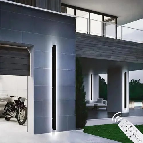 Miniatura 31 de Paquete de 2 luces de pared para exteriores de 39 pulgadas, montaje en pared, aplique moderno para exteriores, iluminación exterior lineal larga LED
