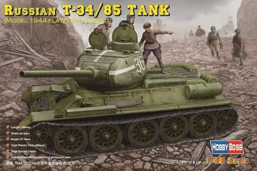 Miniatura 8 de Hobby Boss Modelo de tanque ruso T-34/85 1944 con kit de construcción de modelo de vehículo de torreta aplanada
