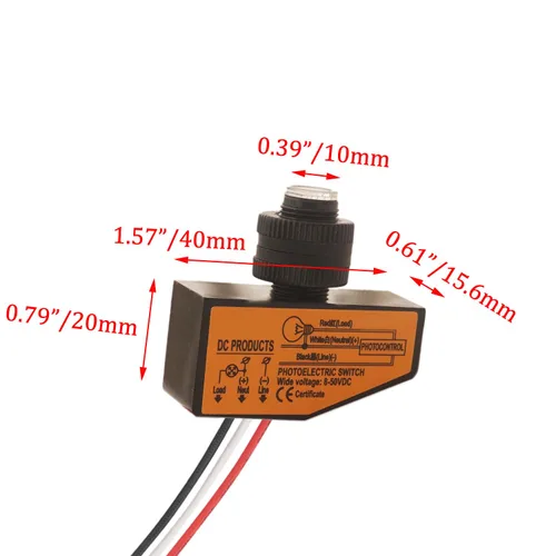 Miniatura 2 de Interruptor fotoeléctrico DC8-50V, sensor de anochecer a amanecer, mini interruptor de fotos automático - Interruptor de control de accesorios