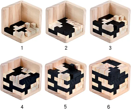 Miniatura 2 de Ahyuan - Rompecabezas de madera con forma de T, rompecabezas de lógica, juguetes educativos para niños y adultos (negro y natural)