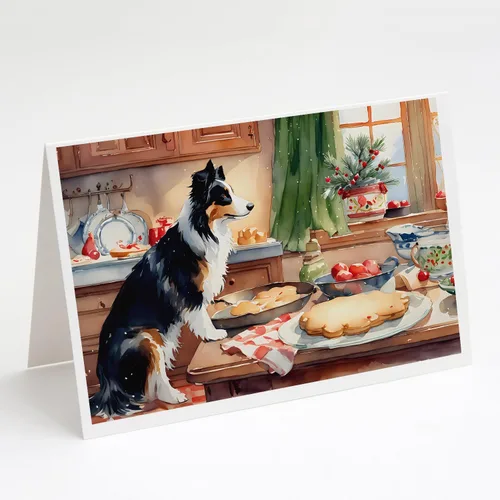 Miniatura 32 de Caroline's Treasures DAC3884GCA7P Paquete de 8 tarjetas en blanco de Navidad con galletas de husky siberiano Tarjetas de felicitación con sobres