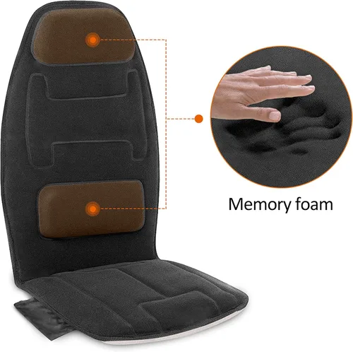 Miniatura 6 de Snailax Masajeador de espalda de vibración con calor, almohadilla para silla de masaje con espuma viscoelástica lumbar para el cuello, 10 motores