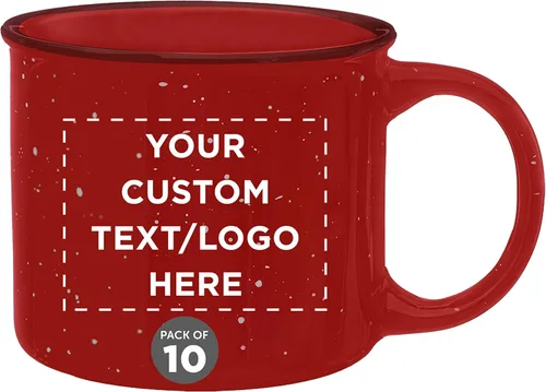 Miniatura 20 de DISCOUNT PROMOS Tazas de café personalizadas de cerámica para fogata, 13 onzas, juego de 10/50/100, paquete personalizado a granel, perfecto