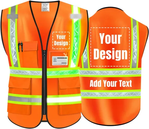 Miniatura 16 de Chaleco de Seguridad Reflectante de Alta Visibilidad Personalizable con Logo y 5 Bolsillos Hi Vis Chaleco Ropa de Trabajo Protectora para Exteriores
