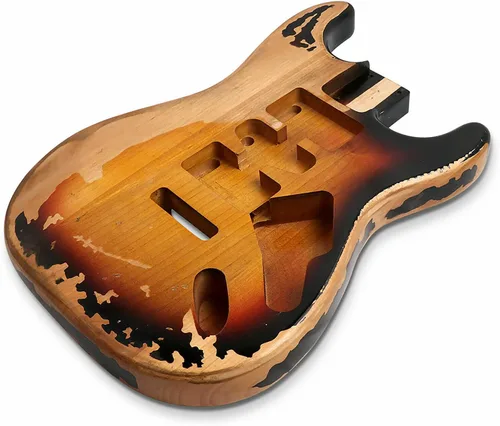 Miniatura 5 de Cuerpo de guitarra eléctrica Relic Nitro Alder Strat Style H-S-H Route Cuerpo de guitarra DIY 3 tonos Sunburst.