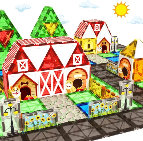 Miniatura 12 de Azulejos Magnéticos Bloques de Construcción para Niños Pequeños, Juguetes Montessori Magnéticos para Niños y Niñas de 3+ Años, Juegos Educativos