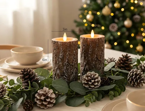 Miniatura 2 de Velas de pino sin llama en pilar parpadeantes con temporizador remoto, velas LED de cera real con llama en movimiento 3D operadas por batería, juego