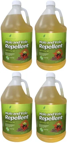 Natural Elements Repelente de topos y campañoles | 100% aceite de ricino | Seguro para mascotas y no tóxico (4 galones)