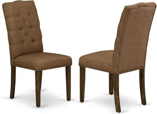 Miniatura 4 de East West Furniture F2EL5-718 - Juego de mesa y sillas de cocina de 5 piezas, incluye una mesa de comedor redonda con pedestal y 4 sillas Parson