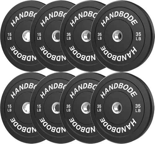 Miniatura 39 de HANDBODE Juego de discos de peso de 2 pulgadas de alto rebote, juego de discos olímpicos de 45/100/160/190/260/300 libras, juego de discos