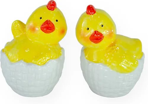 Juego de pollitos de Pascua con patrón de mimbre, salero y pimentero, adorable decoración del hogar, función de mesa y regalo de primavera ideal