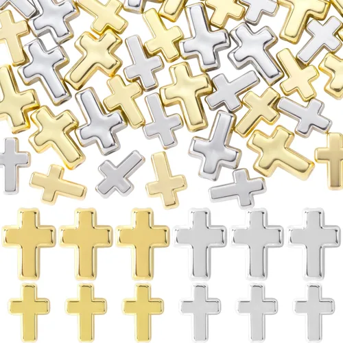 Miniatura 14 de 120 dijes de cruz para hacer joyas, cuentas de cruz religiosa para pulseras, cruces para hacer joyas, pulseras, collares, manualidades (6 colores)