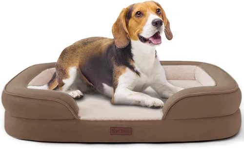 Miniatura 13 de Soft Touch - Cama ortopédica XL para perros grandes con parte superior de pelo sintético, sofá para mascotas impermeable con funda extraíble y Gris