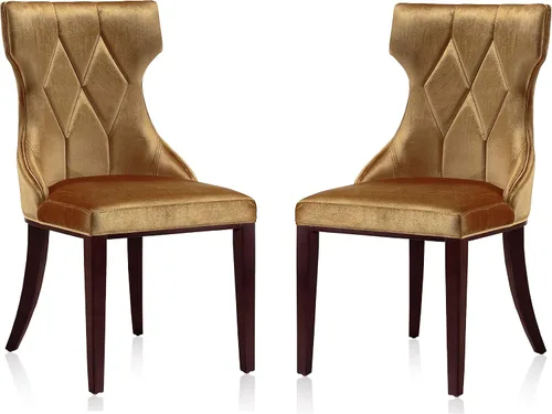 Manhattan Comfort Reine MDining - Juego de 2, asientos tapizados con costuras de diamante, marco de madera de haya maciza, base de 4 patas, altura