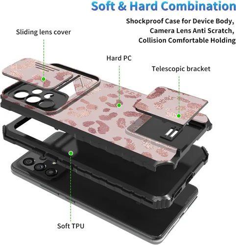 Miniatura 1115 de Funda para Samsung Galaxy S22 Ultra 5G, Galaxy S22 Ultra con cubierta de cámara deslizante, funda resistente de doble capa con función atril Black