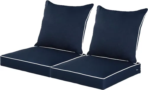 Miniatura 24 de QILLOWAY Juego de cojines de poliéster para sillas de exterior, cojines de exterior para muebles de patio, todo tipo de clima. Gris carbón/negro