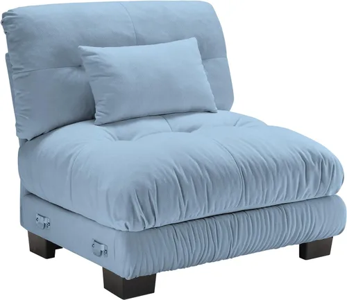 Miniatura 80 de SoarFlash Moderno sofá reclinable de terciopelo para sala de estar, sofá biplaza para apartamento, sofá de almacenamiento con marco de madera Azul