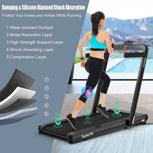 Miniatura 3 de GYMAX Caminadora plegable para debajo del escritorio, máquina de correr y caminar de 4.75HP 2 en 1 con control de frecuencia cardíaca, control por