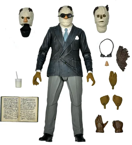 NECA - Monstruos universales - Figura de acción a escala de 7 pulgadas - Figura de hombre invisible definitiva (color)