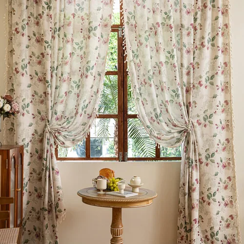 Miniatura 12 de Cortinas florales de granja semiopacas para sala de estar, de 63 pulgadas de largo, mezcla de lino y algodón, paneles de cortina de ventana cortos