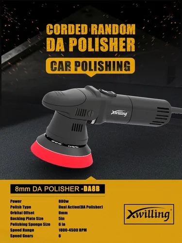 Miniatura 7 de Pulidora de Búfer, Pulidora Orbital Aleatoria de Doble Acción de 5 Pulgadas 8MM con 6 Velocidades Variables 1800-4500 RPM, Kit de Detallado
