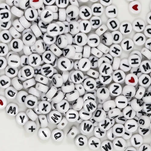 Miniatura 3 de 1450 cuentas de letras, kits de cuentas redondas de letras acrílicas de 0.16 x 0.27 pulgadas, cuentas del alfabeto, cuentas de la A a la Z y corazón