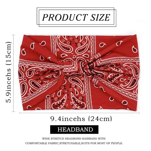 Miniatura 5 de Olbye Diademas bohemias para mujer, diademas anchas anudadas, bandas elásticas para la cabeza, turbante antideslizante, diadema floral, diadema