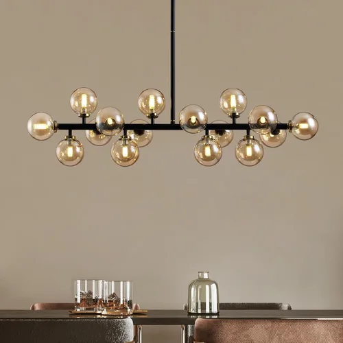 Miniatura 12 de Candelabro Dorado para Comedor Sobre Mesa Candelabro Moderno de Mediados de Siglo Pantalla de Globo de Vidrio Blanco Accesorio de Iluminación