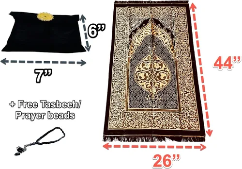 Miniatura 2 de Tapete de oración islámica, alfombra de oración turca con bolsa y sellado de adornos, alfombrilla de oración portátil con práctica bolsa