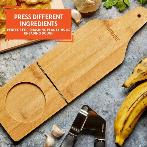 Miniatura 4 de IMUSA BAM-10007 Jumbo Tostonera, Natural - Pataconera de bambú, prensa de plátano, máquina para hacer tortillas y quesadillas, prensa de masa