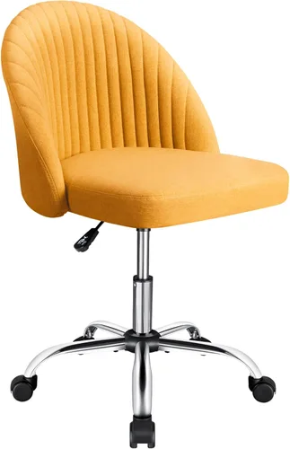 JUMMICO Silla de escritorio para oficina en casa, silla de tocador, tapizada, ajustable, con respaldo medio, giratoria, sin brazos, sillas de