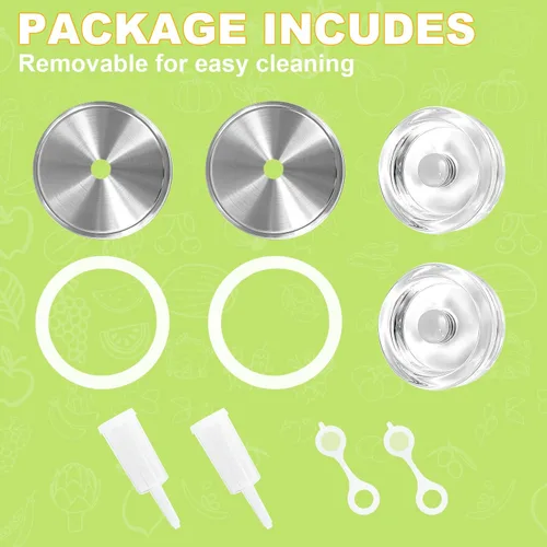 Miniatura 3 de Kit de fermentación – 2 tapas mejoradas y 2 pesos de vidrio para tarros Mason de boca ancha de 3.386 in, fabricación y almacenamiento de chucrut