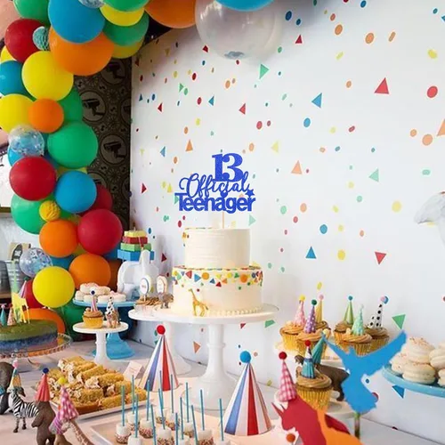 Miniatura 6 de 1 pieza de decoración de pastel de cumpleaños para adolescentes de 13 años, decoración de pastel de cumpleaños para adolescentes de 13 años con Azul