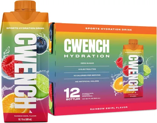 Miniatura 9 de CWENCH HYDRATION Bebida deportiva con electrolitos lista para beber, sabor a frambuesa azul, bebida de hidratación sin azúcar con vitaminas B, 6
