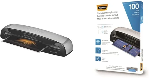 Fellowes Saturn3i - Laminador de 12.5 pulgadas + paquete de 100 bolsas de laminación térmica de 3 mil, tamaño carta