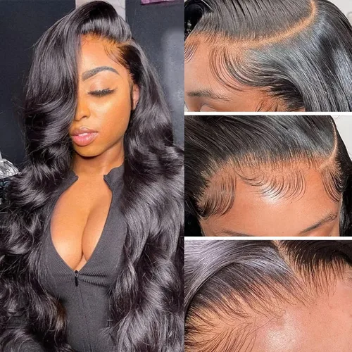 Miniatura 21 de Aicrelery Peluca de cabello humano con encaje frontal de 30 pulgadas, Highlight 13x6, Ombre P4/27, color marrón dorado, frontal con cabello de bebé