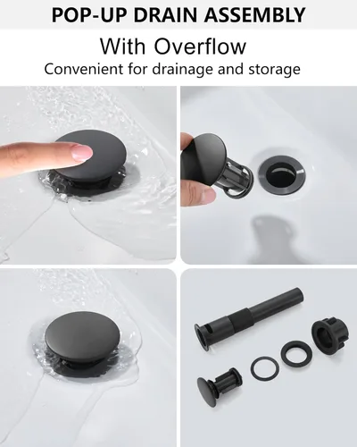 Miniatura 5 de Midanya Grifo de baño con caño de cascada, montaje en cubierta de un solo orificio o 3 orificios, grifo de fregadero de acero inoxidable 304